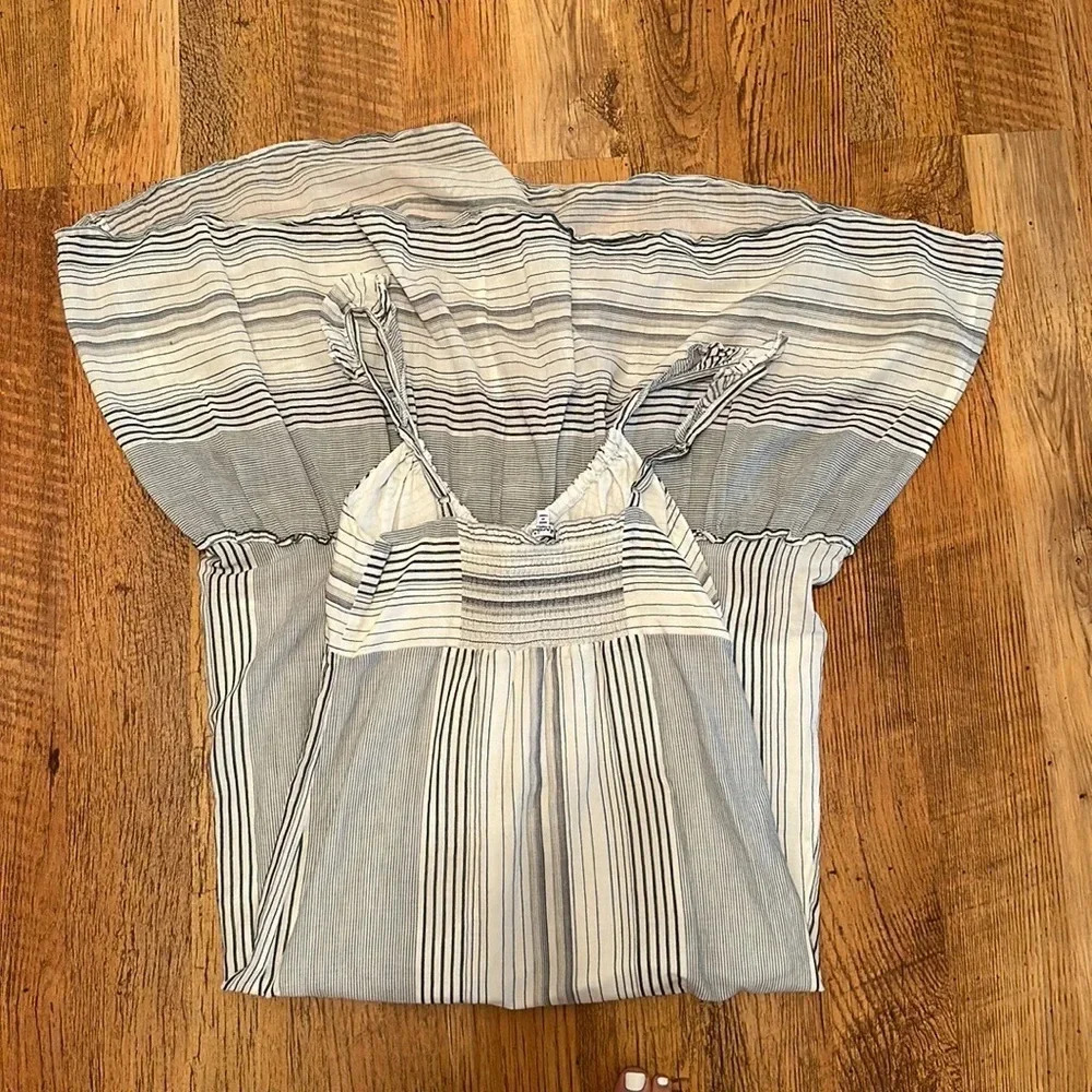 Splendid Mixed Striped Coastal Flowy Drop Waist Midi Dress D5 - Picture 3 of 4
